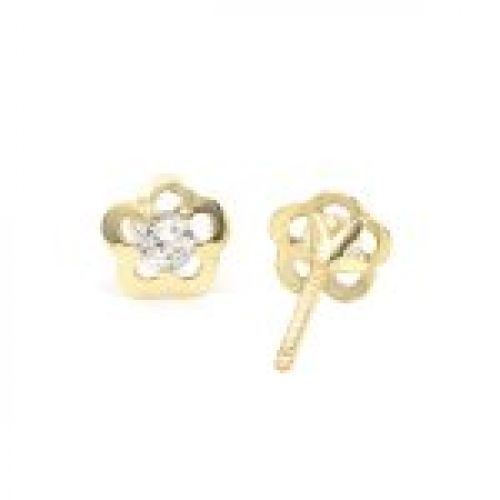 61A1201 pendientes eles bebe oro 18k margarita circonitas trasera