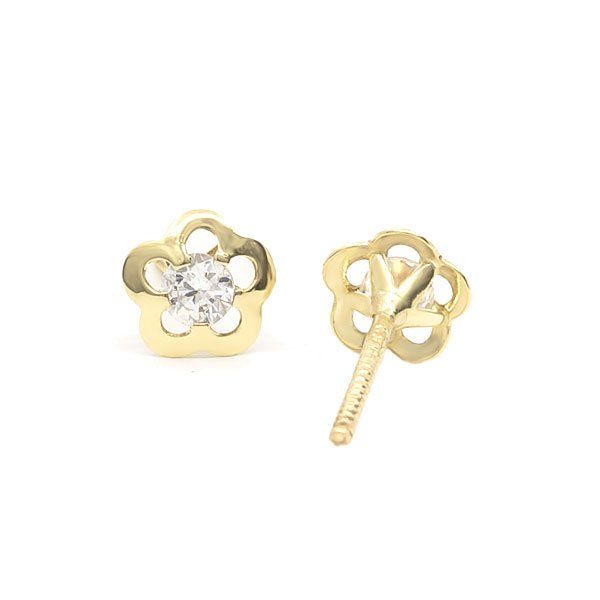 61A1201 pendientes eles bebe oro 18k margarita circonitas trasera