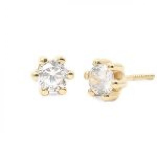 61A1952  pendientes eles niña oro amarillo 18k garras circonita