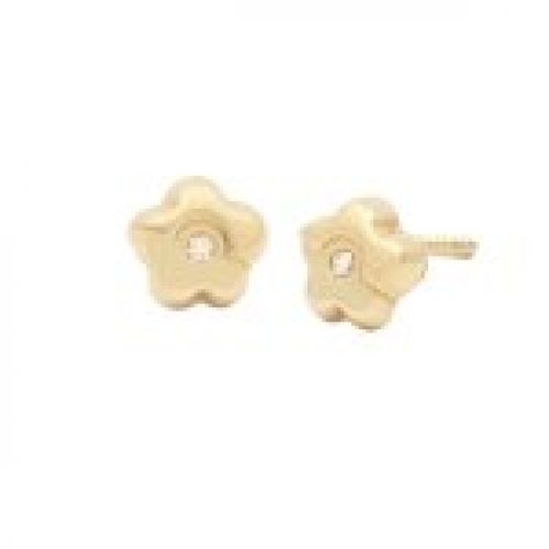 61A1371 pendientes eles niña oro amarillo 18k margarita circonita
