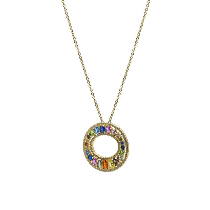 collar de plata banado en oro con colgante circular multicolor de circonitas detalle  1500x1500 20494 PE