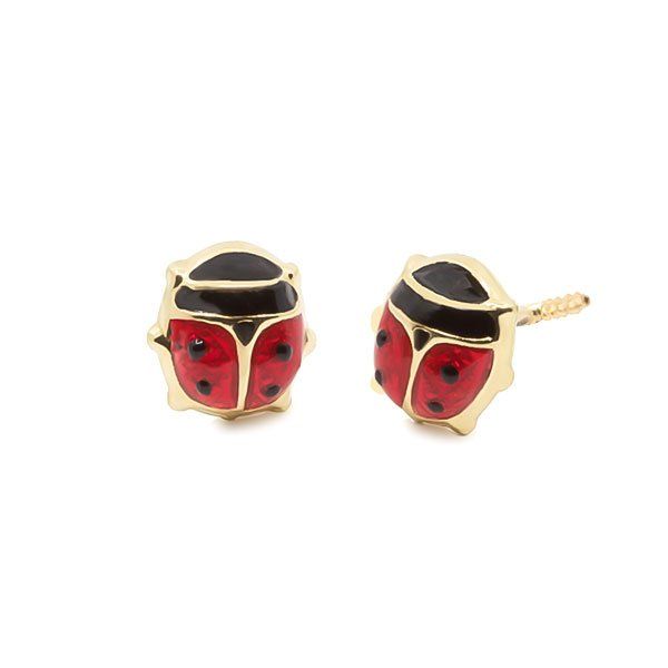 9A9501 pendientes eles bebé oro 18k mariquita esmalte