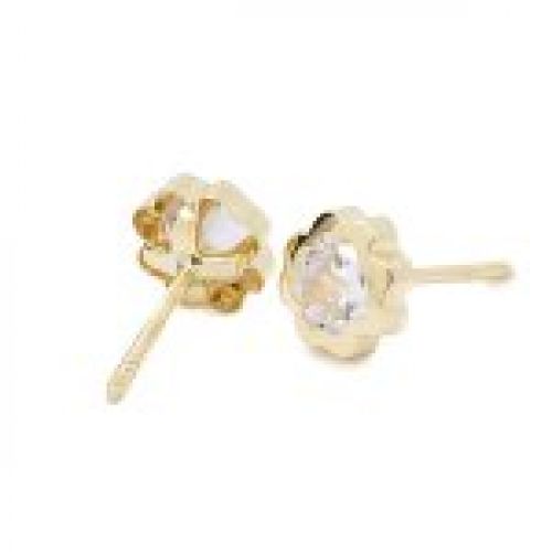 61A2182 pendientes eles niña oro amarillo 18k cuatrebol circonita trasera