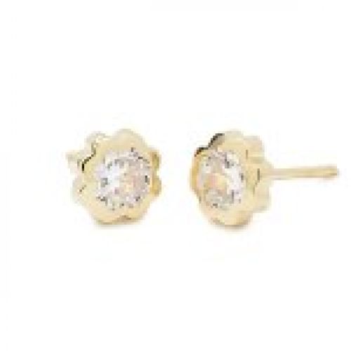61A2182 pendientes eles niña oro amarillo 18k cuatrebol circonita
