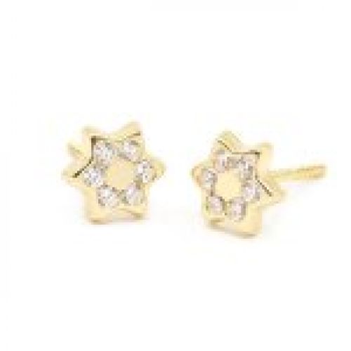 41A1471 pendientes eles niña oro amarillo 18k estrella circonitas
