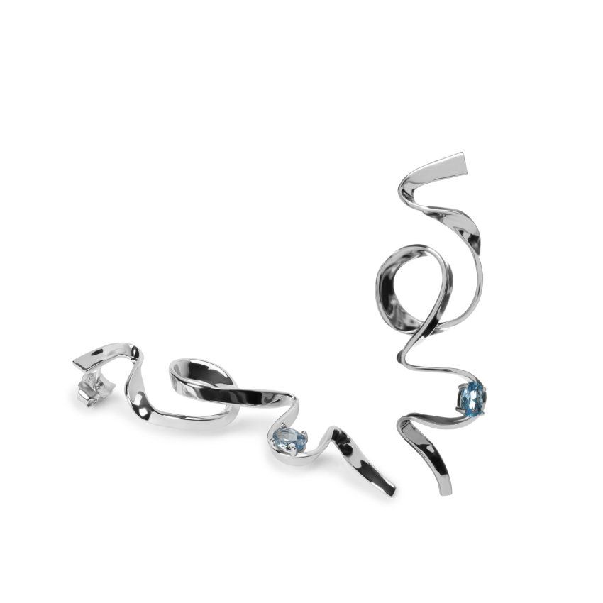 pendientes de plata en espiral con piedra en tono azul detalle  1500x1500 20258 A