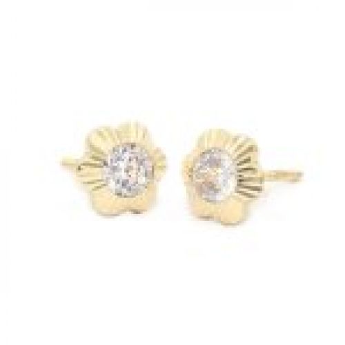 61A1101  pendientes eles niña oro amarillo 18k margarita circonita