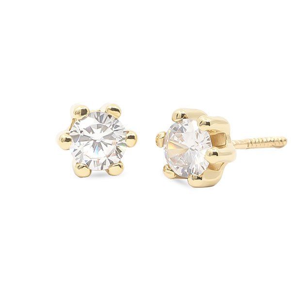 61A1952  pendientes eles niña oro amarillo 18k garras circonita