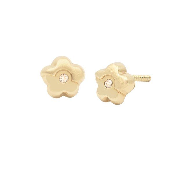 61A1371 pendientes eles niña oro amarillo 18k margarita circonita