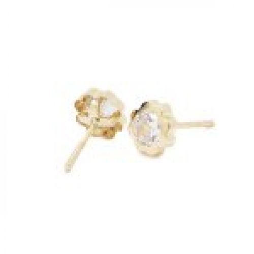 61A2181 pendientes eles bebe oro amarillo 18k cuatrebol circonita trasera